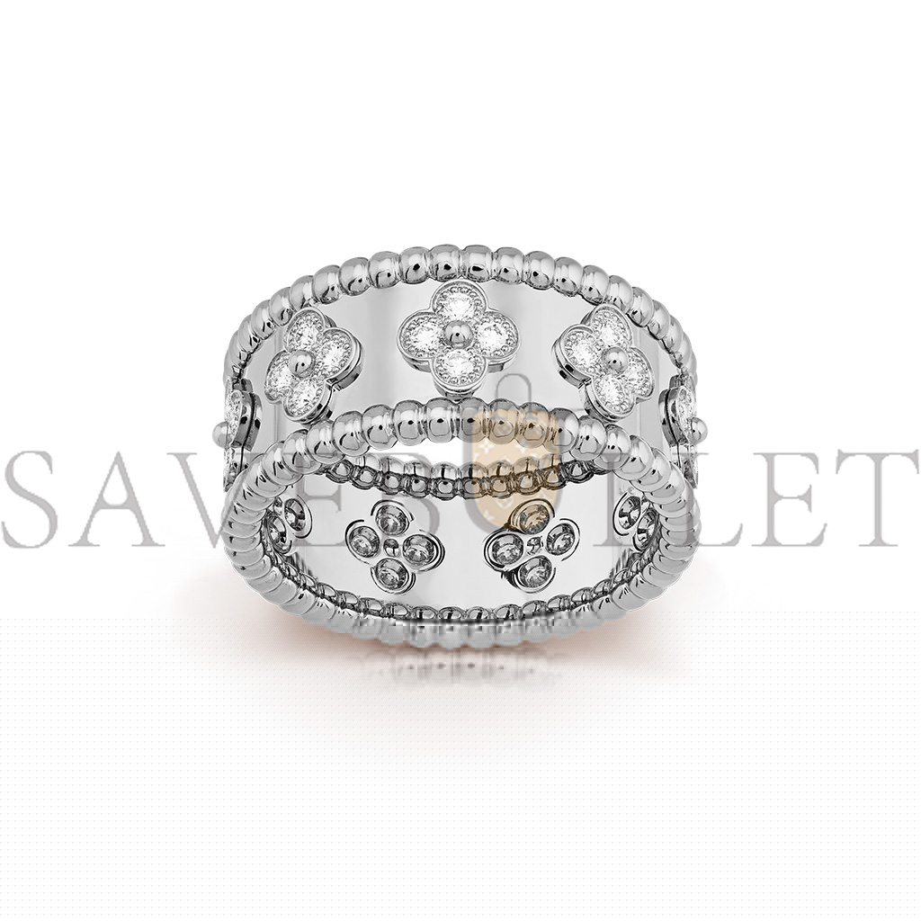 V*N CL*F arpels perlÉe clovers ring, small model - white gold, diamond  vcaro9nd00